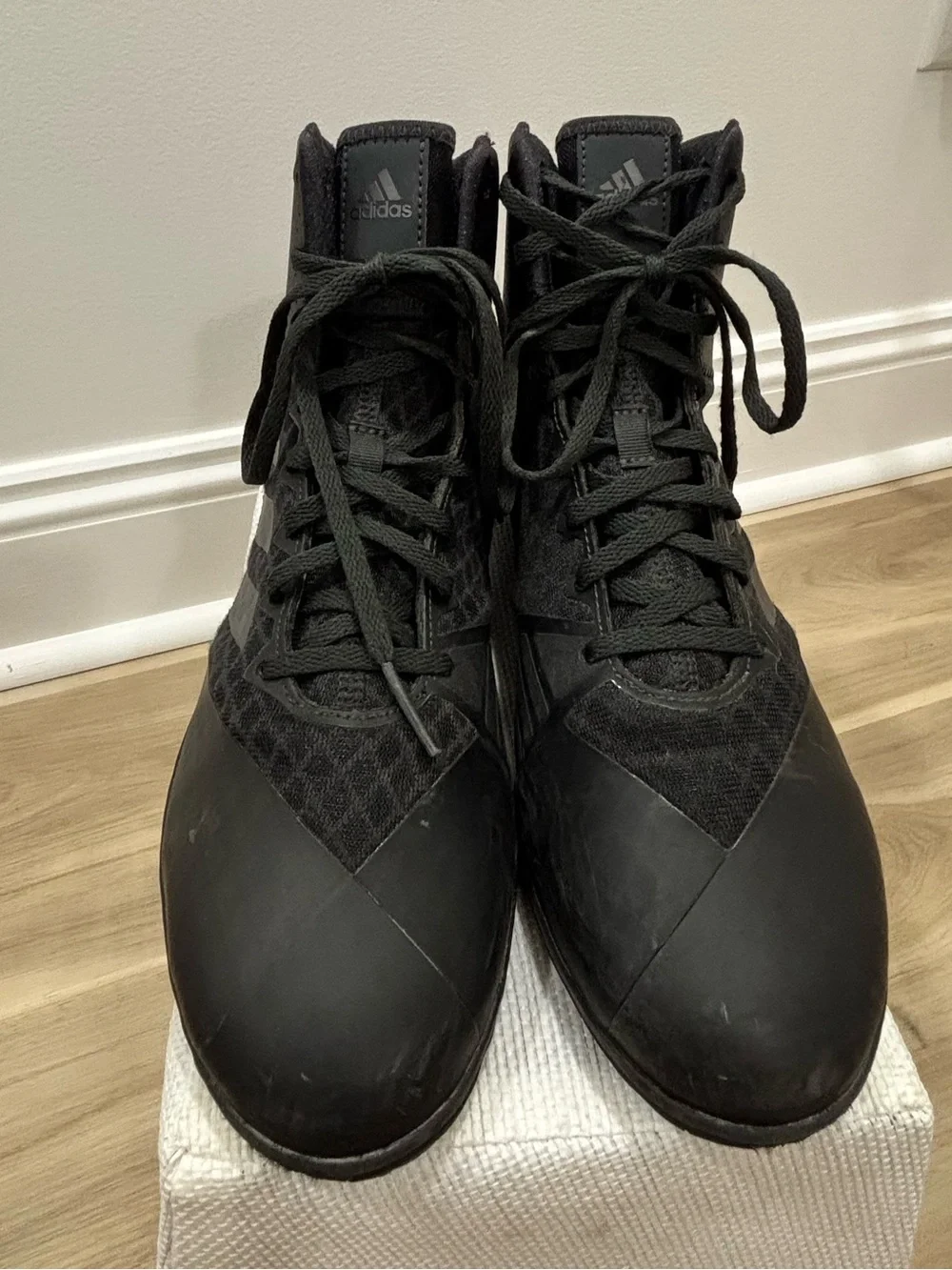 adidas Mat Wizard 4 Wrestling Boxing Shoes Triple Black Carbon AC6971 Men's 9